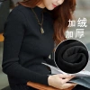 Thickened and fleece semi-high-neck women's knitted sweater, solid-color women's sweater base, women's warm inner jacket wholesale details Picture